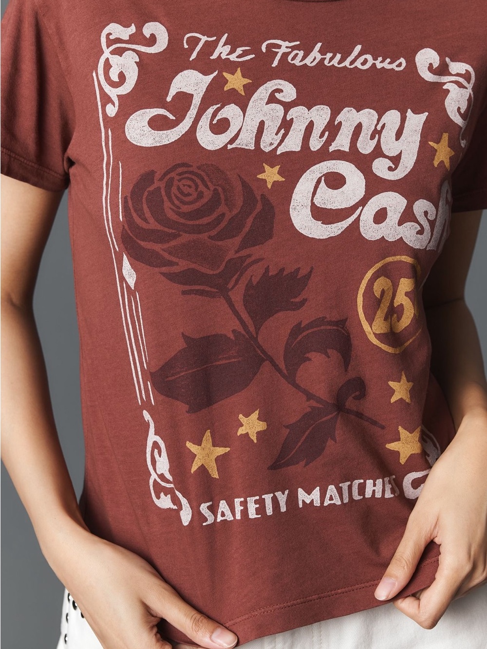 Johnny Cash Graphic Tee - Women's Short Sleeve, Rust